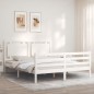 vidaXL Giroletto con Testiera Bianco 160x200 cm Legno Massello vidaXL Giroletto con Testiera Bianco 160x200 cm Legno Massello