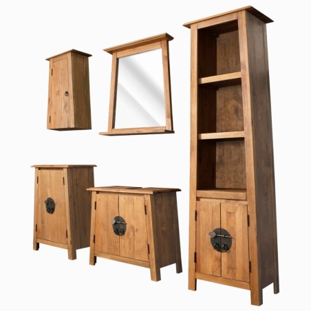 vidaXL Set da Bagno 5 pz in Legno Massello di Pino