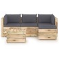 vidaXL Set Salotto da Giardino con Cuscini 5 pz Legno Impregnato Verde vidaXL Set Salotto da Giardino con Cuscini 5 pz Legno Impregnato Verde