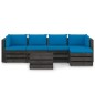 vidaXL Set Salotto da Giardino 6pz con Cuscini Legno Impregnato Grigio vidaXL Set Salotto da Giardino 6pz con Cuscini Legno Impregnato Grigio