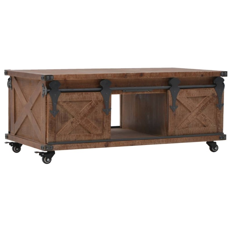 Tavolino da Caffè in Legno Massello di Abete 91x51x38cm Marrone Tavolino da Caffè in Legno Massello di Abete 91x51x38cm Marrone