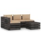 vidaXL Set Salotto da Giardino 5pz con Cuscini Legno Impregnato Grigio vidaXL Set Salotto da Giardino 5pz con Cuscini Legno Impregnato Grigio