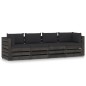 vidaXL Divano da Giardino 4 Posti con Cuscini Legno Impregnato Grigio vidaXL Divano da Giardino 4 Posti con Cuscini Legno Impregnato Grigio