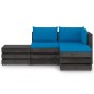 vidaXL Set Salotto da Giardino 4pz con Cuscini Legno Impregnato Grigio