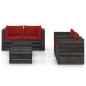 vidaXL Set Salotto da Giardino 6pz con Cuscini Legno Impregnato Grigio