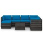 vidaXL Set Divani da Giardino con Cuscini 8 pz Legno Impregnato Grigio vidaXL Set Divani da Giardino con Cuscini 8 pz Legno Impregnato Grigio