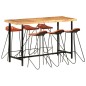 vidaXL Set da Bar 7 pz in Legno Massello di Sheesham e Vera Pelle vidaXL Set da Bar 7 pz in Legno Massello di Sheesham e Vera Pelle