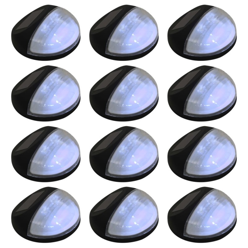 vidaXL Lampade Solari da Parete da Esterni a LED 12 pz Rotonde Nere vidaXL Lampade Solari da Parete da Esterni a LED 12 pz Rotonde Nere