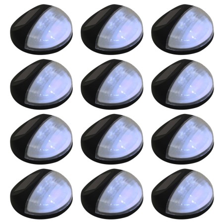 vidaXL Lampade Solari da Parete da Esterni a LED 12 pz Rotonde Nere