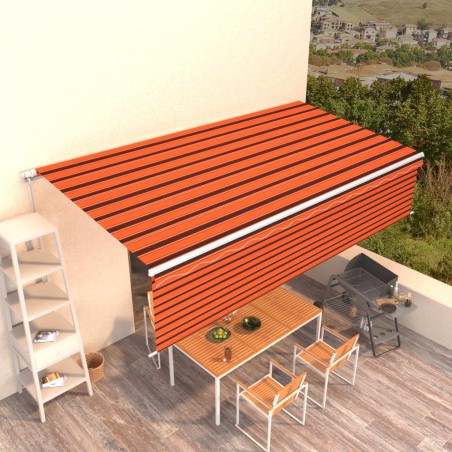 Tenda Retrattile Manuale con Parasole 6x3 m Arancio Marrone