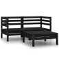vidaXL Set Divani da Giardino 3 pz in Legno Massello di Pino Nero