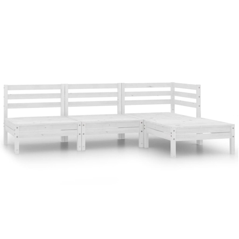vidaXL Set Divani da Giardino 4 pz in Legno Massello di Pino Bianco vidaXL Set Divani da Giardino 4 pz in Legno Massello di Pino Bianco