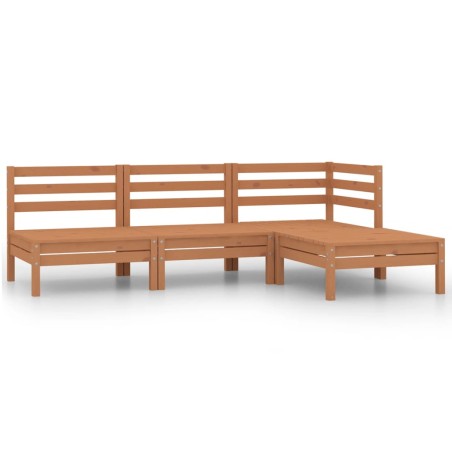 vidaXL Set Divani da Giardino 4 pz in Legno Massello di Pino Miele