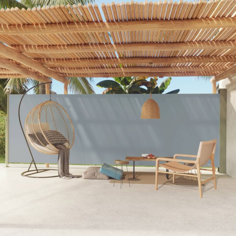 vidaXL Tenda da Sole Laterale Retrattile per Patio 180x600 cm Grigia vidaXL Tenda da Sole Laterale Retrattile per Patio 180x600 cm Grigia