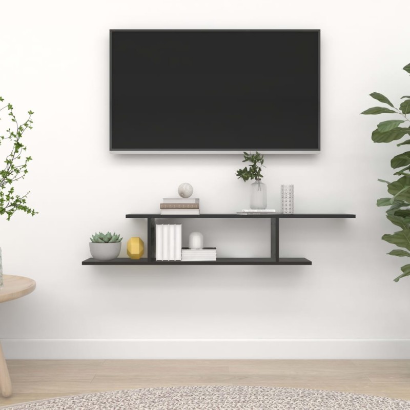 vidaXL Mensola TV a Parete Nera 125x18x23 cm in Truciolato