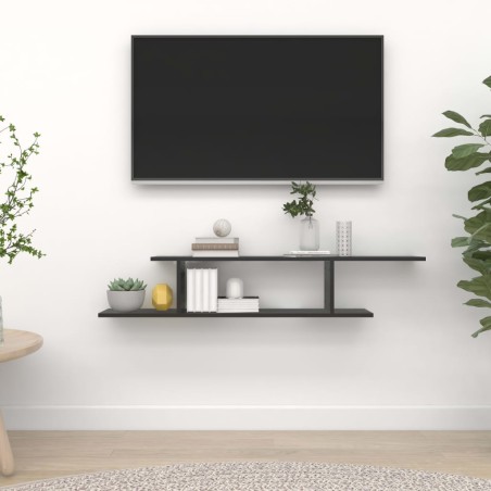 vidaXL Mensola TV a Parete Nera 125x18x23 cm in Truciolato