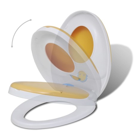 vidaXL Copriwater a Chiusura Ammortizzata 2pz Plastica Bianco e Giallo