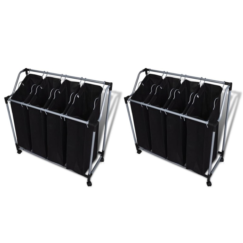 vidaXL Portabiancheria 2 pz Nero e Grigio vidaXL Portabiancheria 2 pz Nero e Grigio