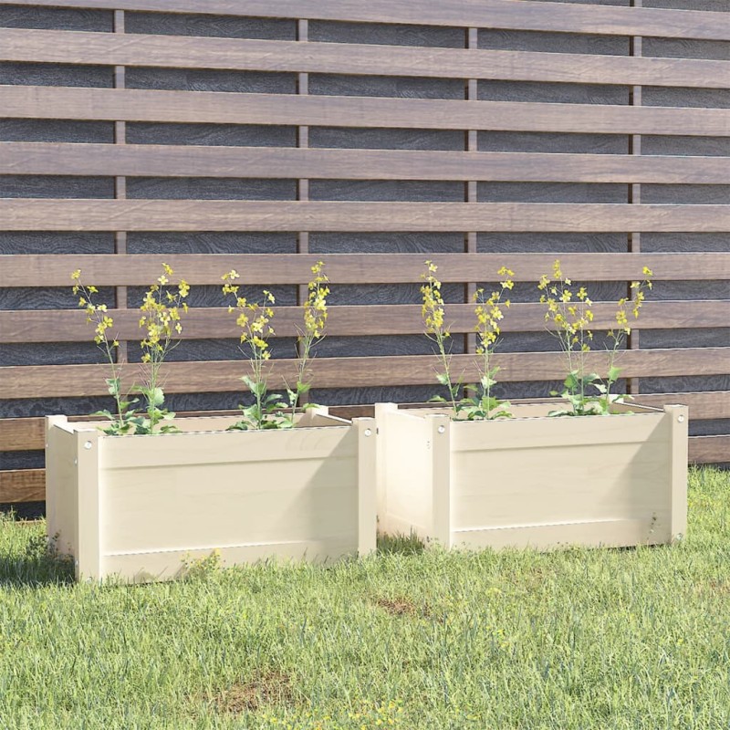 vidaXL Fioriere da Giardino 2 pz Bianche 60x31x31 cm Massello di Pino vidaXL Fioriere da Giardino 2 pz Bianche 60x31x31 cm Massello di Pino
