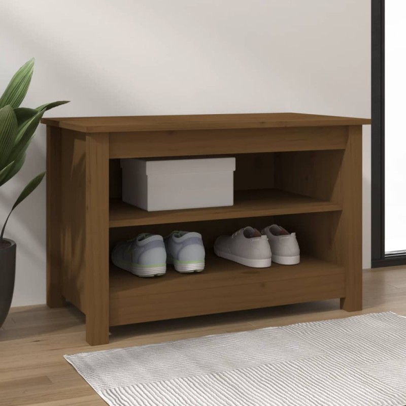 vidaXL Scarpiera Miele 70x38x45,5 cm in Legno Massello di Pino vidaXL Scarpiera Miele 70x38x45,5 cm in Legno Massello di Pino