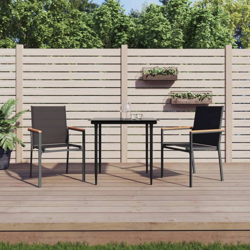 vidaXL Sedie da Giardino 2 pz Nere 55x61,5x90 cm Textilene e Acciaio vidaXL Sedie da Giardino 2 pz Nere 55x61,5x90 cm Textilene e Acciaio