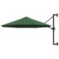 vidaXL Ombrellone a Muro con Palo in Metallo 300 cm Verde vidaXL Ombrellone a Muro con Palo in Metallo 300 cm Verde