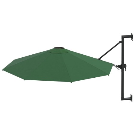 vidaXL Ombrellone a Muro con Palo in Metallo 300 cm Verde