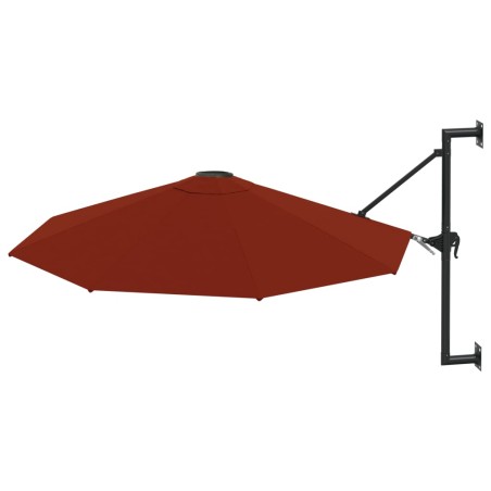 vidaXL Ombrellone a Muro con Palo in Metallo 300 cm Terracotta