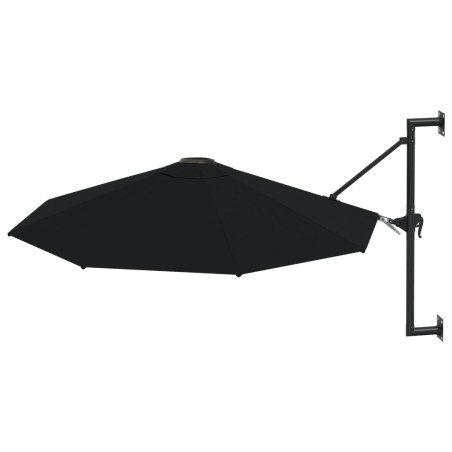 vidaXL Ombrellone a Muro con Palo in Metallo 300 cm Nero