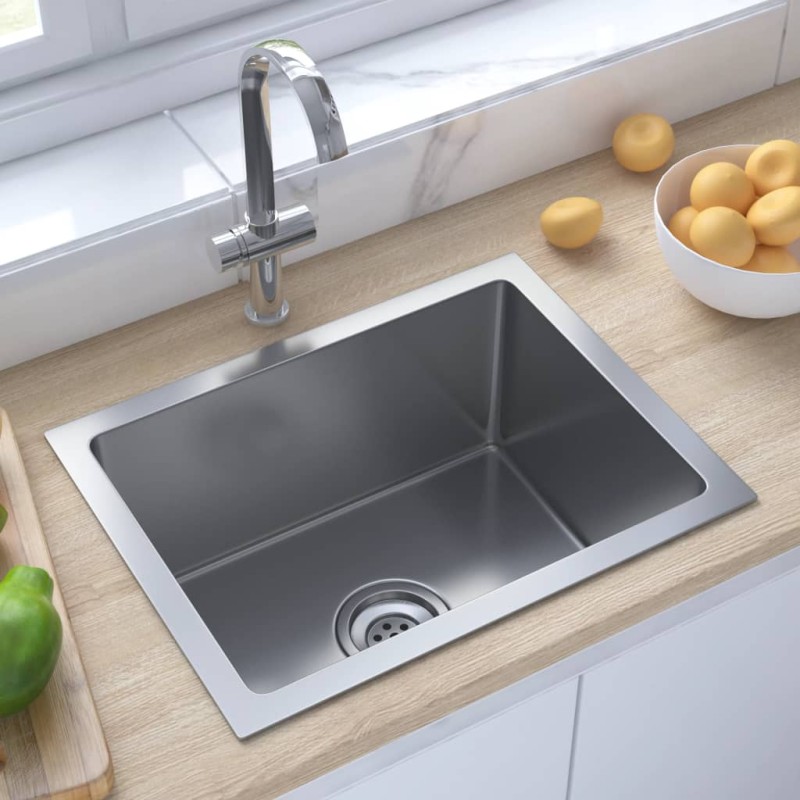 vidaXL Lavello da Cucina Lavorato a Mano in Acciaio Inox vidaXL Lavello da Cucina Lavorato a Mano in Acciaio Inox