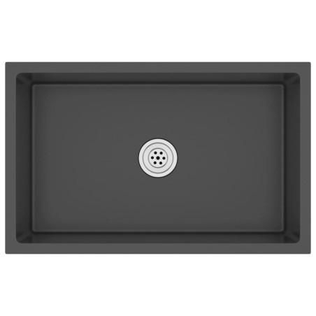 vidaXL Lavello da Cucina Artigianale Nero in Acciaio Inox