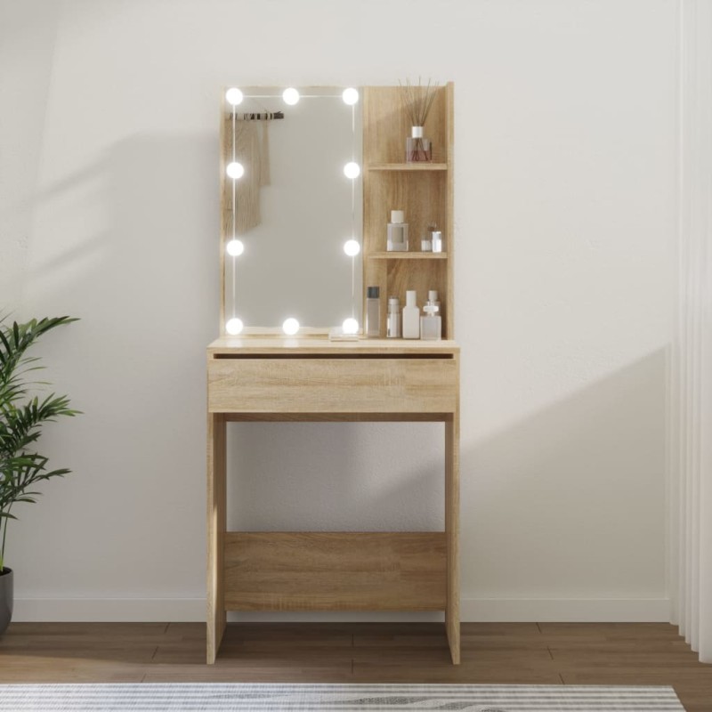 vidaXL Toeletta con LED Rovere Sonoma 60x40x140 cm vidaXL Toeletta con LED Rovere Sonoma 60x40x140 cm