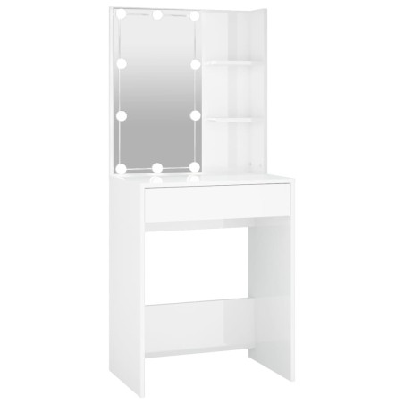 vidaXL Toeletta con LED Bianco Lucido 60x40x140 cm