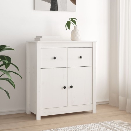 vidaXL Credenza Bianca 70x35x80 cm in Legno Massello di Pino