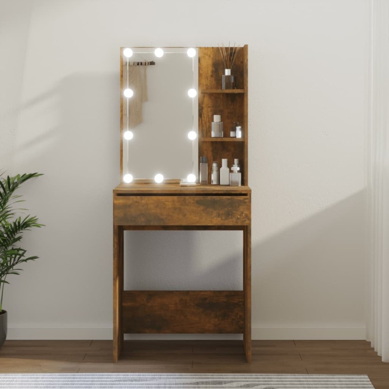 vidaXL Toeletta con LED Rovere Fumo 60x40x140 cm vidaXL Toeletta con LED Rovere Fumo 60x40x140 cm