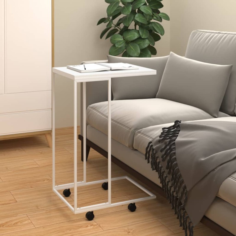 Tavolino con Ruote Bianco 40x30x63,5cm in Legno Ingegnerizzato Tavolino con Ruote Bianco 40x30x63,5cm in Legno Ingegnerizzato