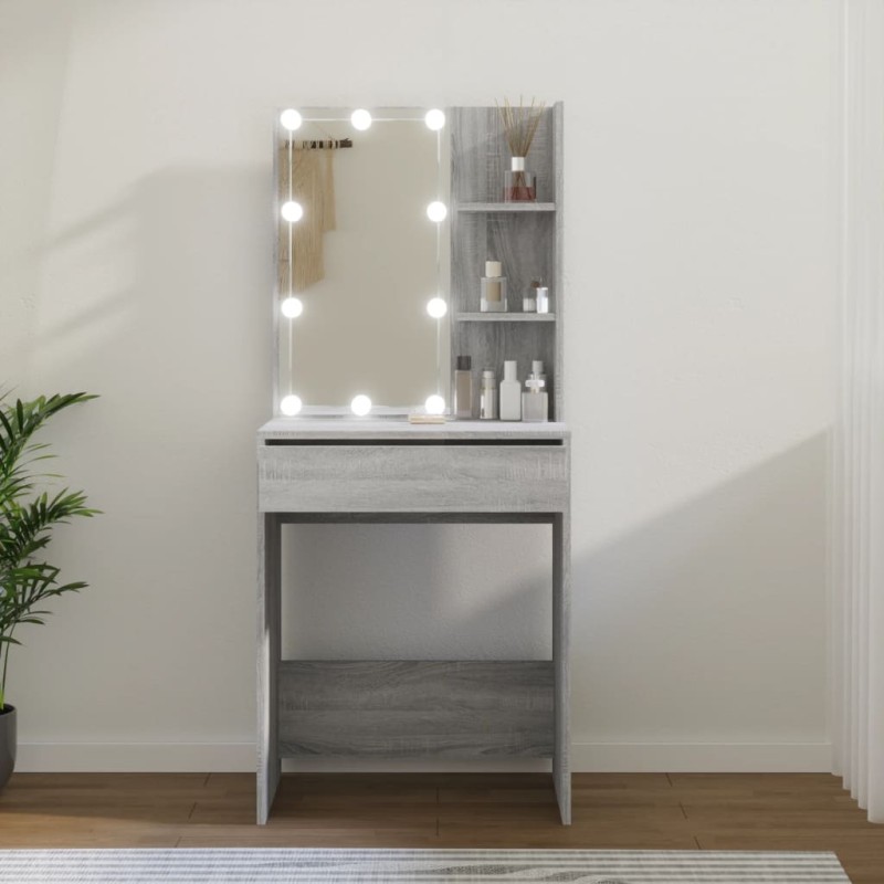 vidaXL Toeletta con LED Grigio Sonoma 60x40x140 cm vidaXL Toeletta con LED Grigio Sonoma 60x40x140 cm