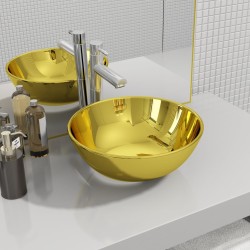 vidaXL Lavandino 28x10 cm in Ceramica Oro