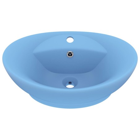 vidaXL Lavabo con Troppopieno Ovale Azzurro Opaco 58,5x39 cm Ceramica