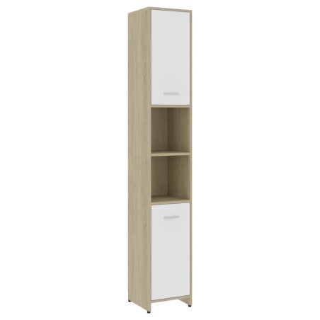 vidaXL Armadio da Bagno Bianco Rovere Sonoma 30x30x183,5 cm Truciolato