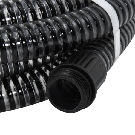 vidaXL Tubo di Aspirazione con Raccordi in Ottone Nero 1,1" 7 m PVC