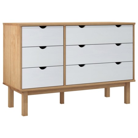 vidaXL Cassettiera OTTA Marrone e Bianco 111x42x73,5 cm Legno di Pino
