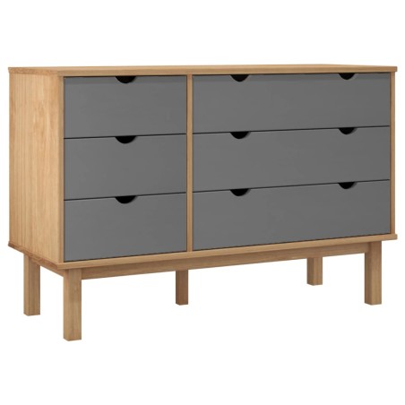 vidaXL Cassettiera OTTA Marrone e Grigio 111x42x73,5 cm Legno di Pino