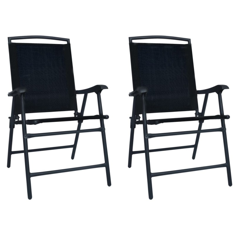vidaXL Sedie da Giardino Pieghevoli 2 pz in Textilene Nere vidaXL Sedie da Giardino Pieghevoli 2 pz in Textilene Nere