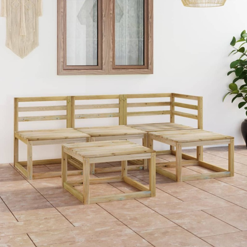 vidaXL Set Divani da Giardino 5 pz in Legno di Pino Impregnato Verde