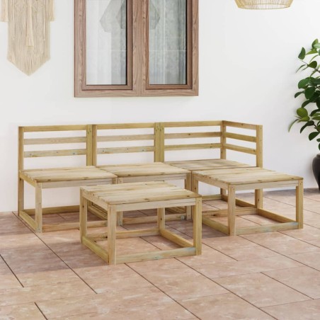 vidaXL Set Divani da Giardino 5 pz in Legno di Pino Impregnato Verde