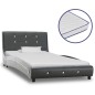 vidaXL Letto con Materasso Memory Foam Grigio in Similpelle 90x200cm vidaXL Letto con Materasso Memory Foam Grigio in Similpelle 90x200cm