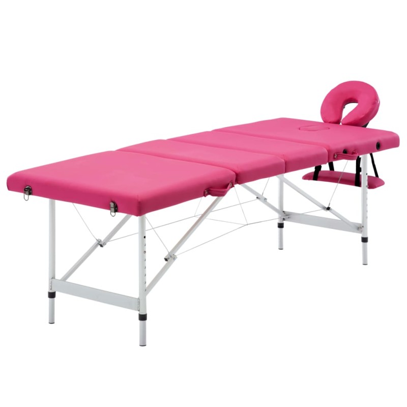 Lettino da Massaggio a 4 Sezioni in Alluminio Rosa Lettino da Massaggio a 4 Sezioni in Alluminio Rosa