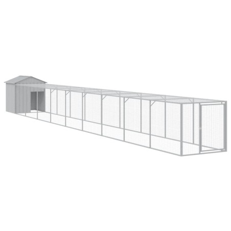 vidaXL Pollaio Area Corsa Grigio Chiaro 117x1017x123cm Acciaio Zincato