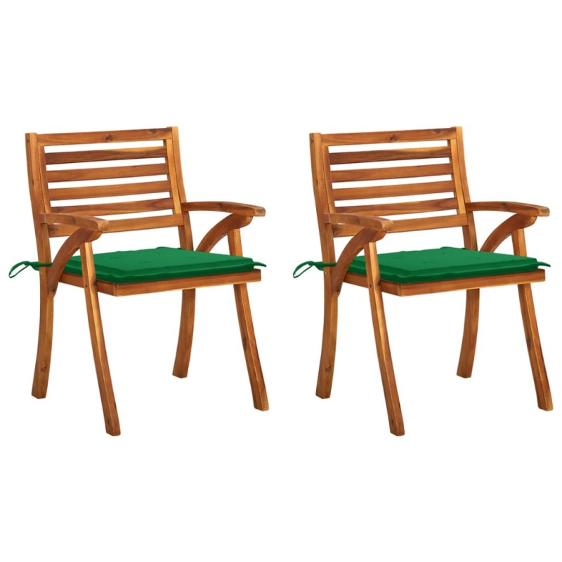 vidaXL Sedie da Pranzo da Giardino con Cuscini 2 pz Massello di Acacia vidaXL Sedie da Pranzo da Giardino con Cuscini 2 pz Massello di Acacia